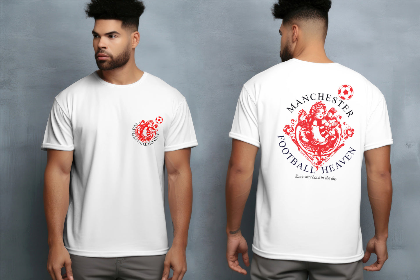 6th Day Football Heaven T-Shirt Red Cherub