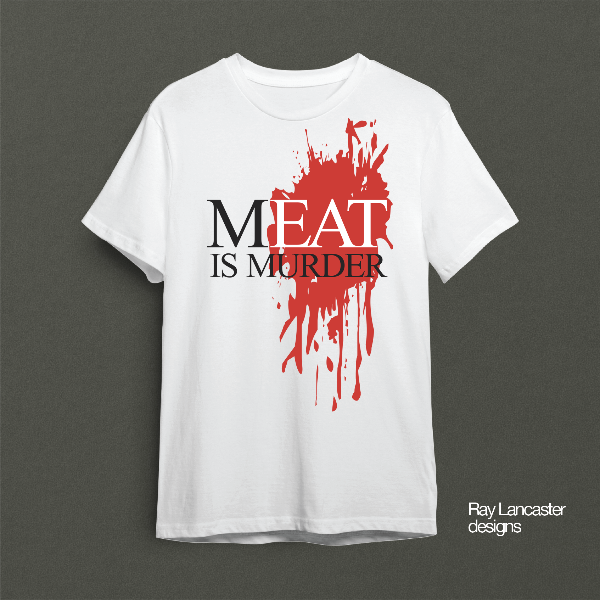 White t-shirt inspired by The \Smiths song 'MEAT IS MURDER'