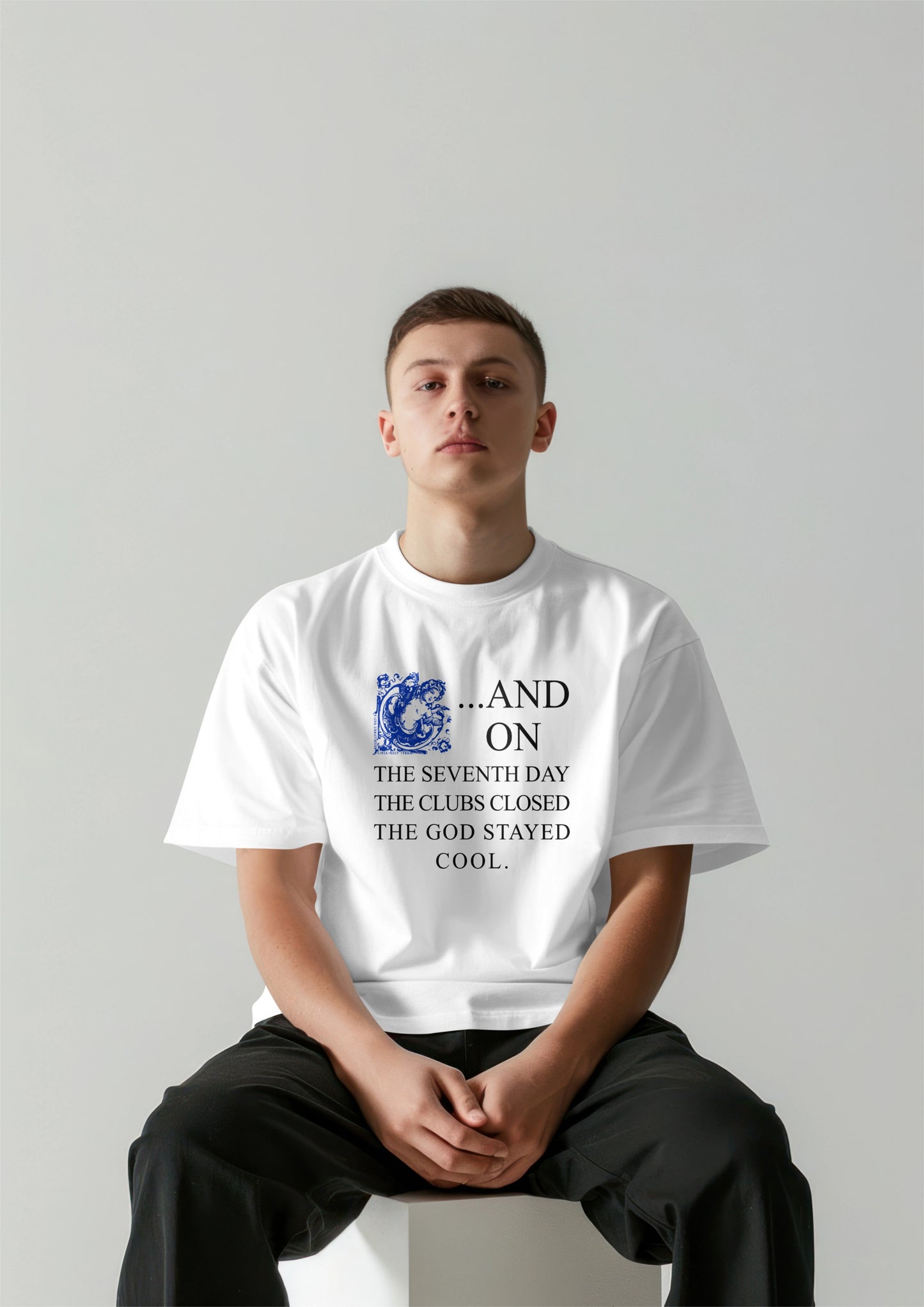 ...And on the 7th Day Short Sleeve T-Shirt Sky Cherub