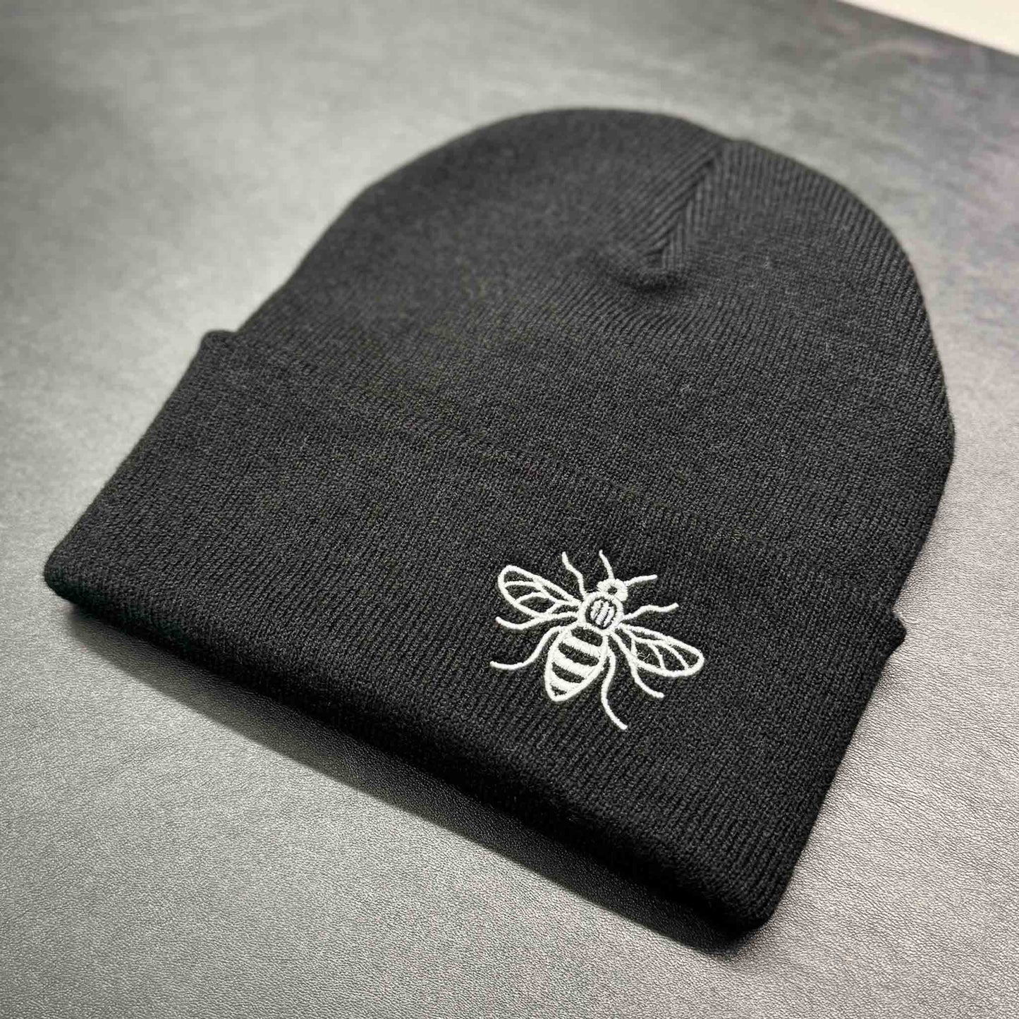 Manchester bee Beanie Hat Dusty Black