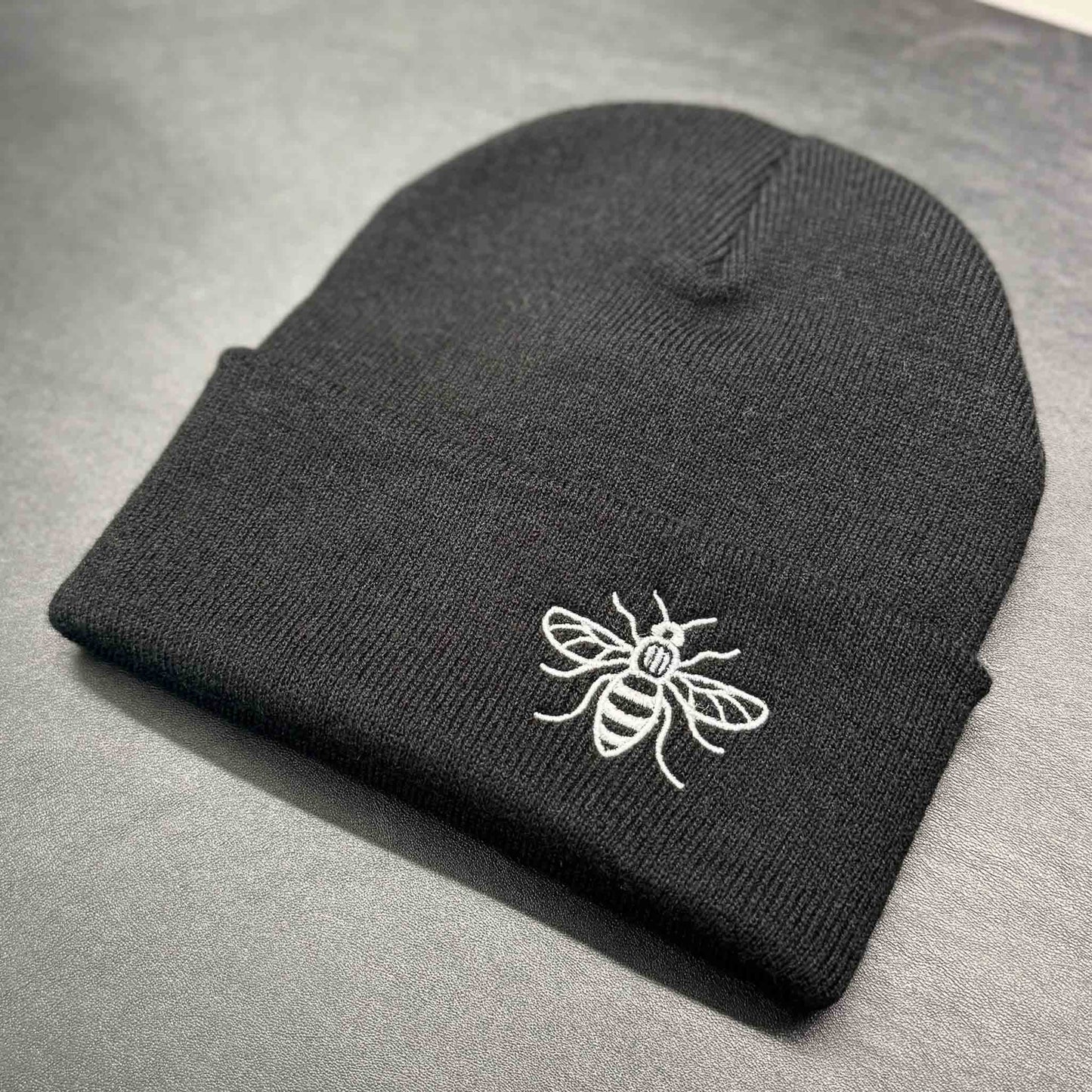 Manchester bee Beanie Hat Dusty Black