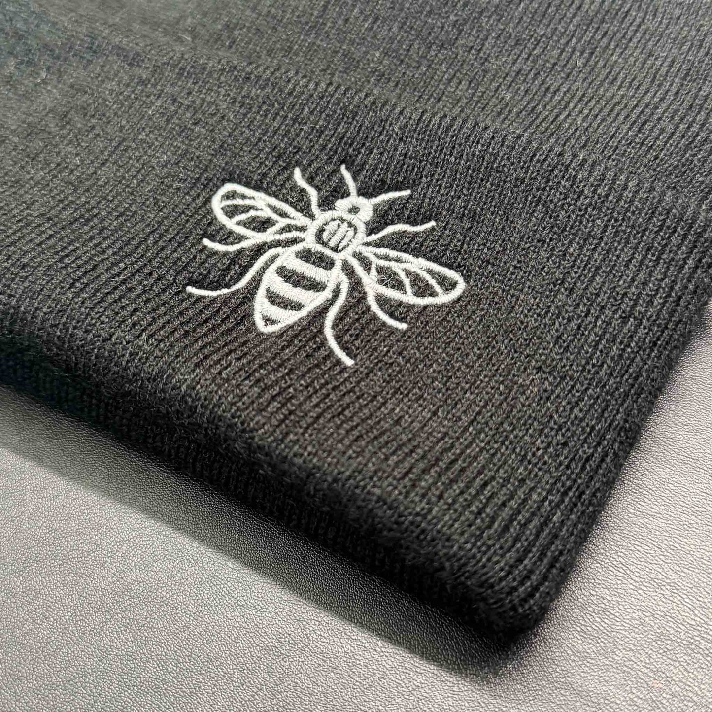 Manchester bee Beanie Hat Dusty Black