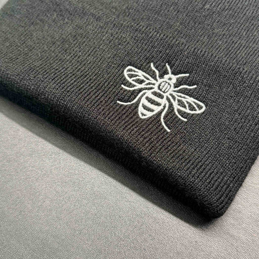 Manchester bee Beanie Hat Dusty Black