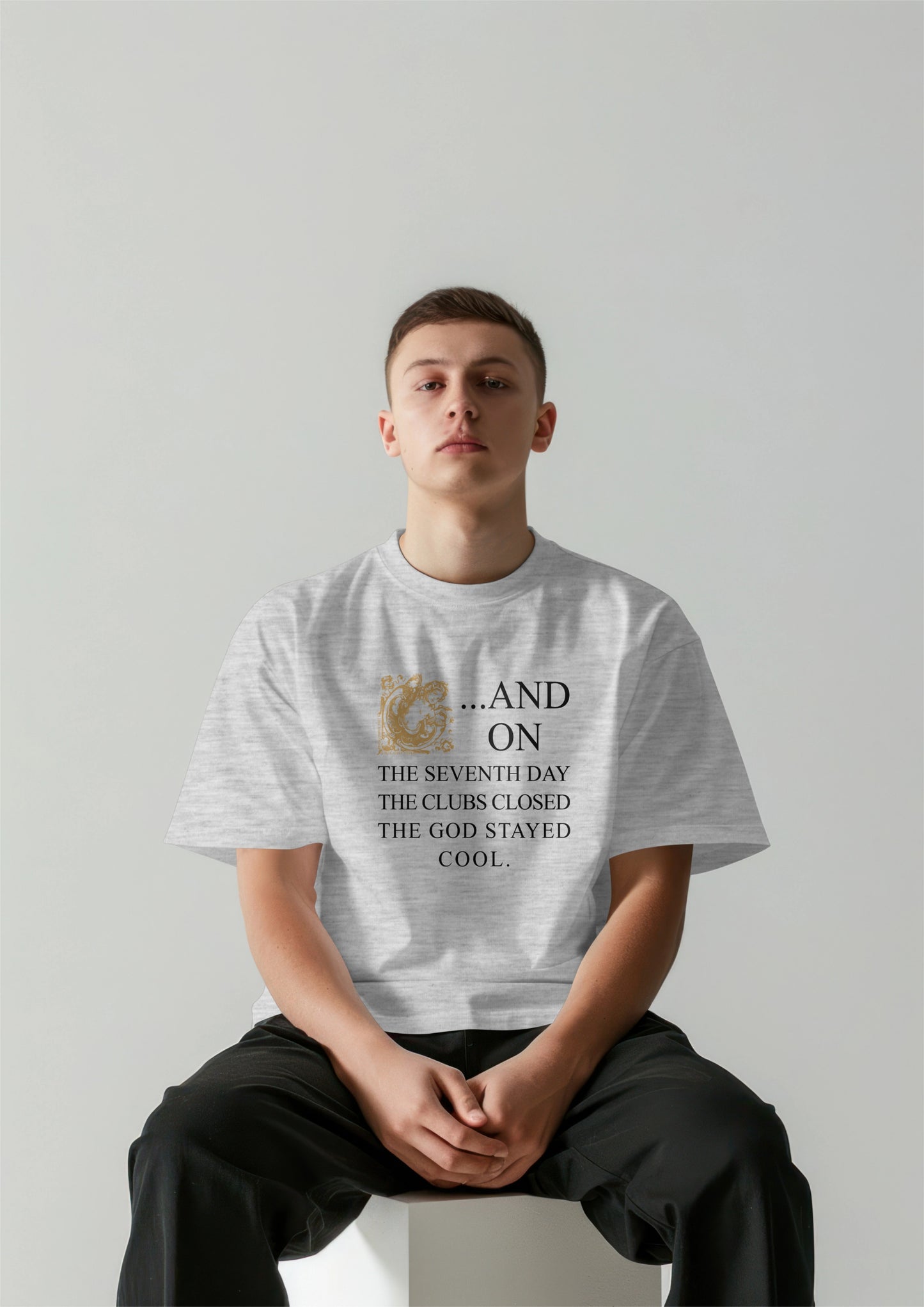 ...And on the 7th Day Short Sleeve T-Shirt Gold Cherub
