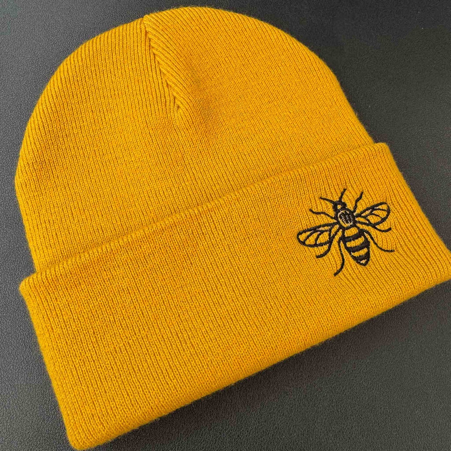 Manchester bee Beanie Hat Mustard