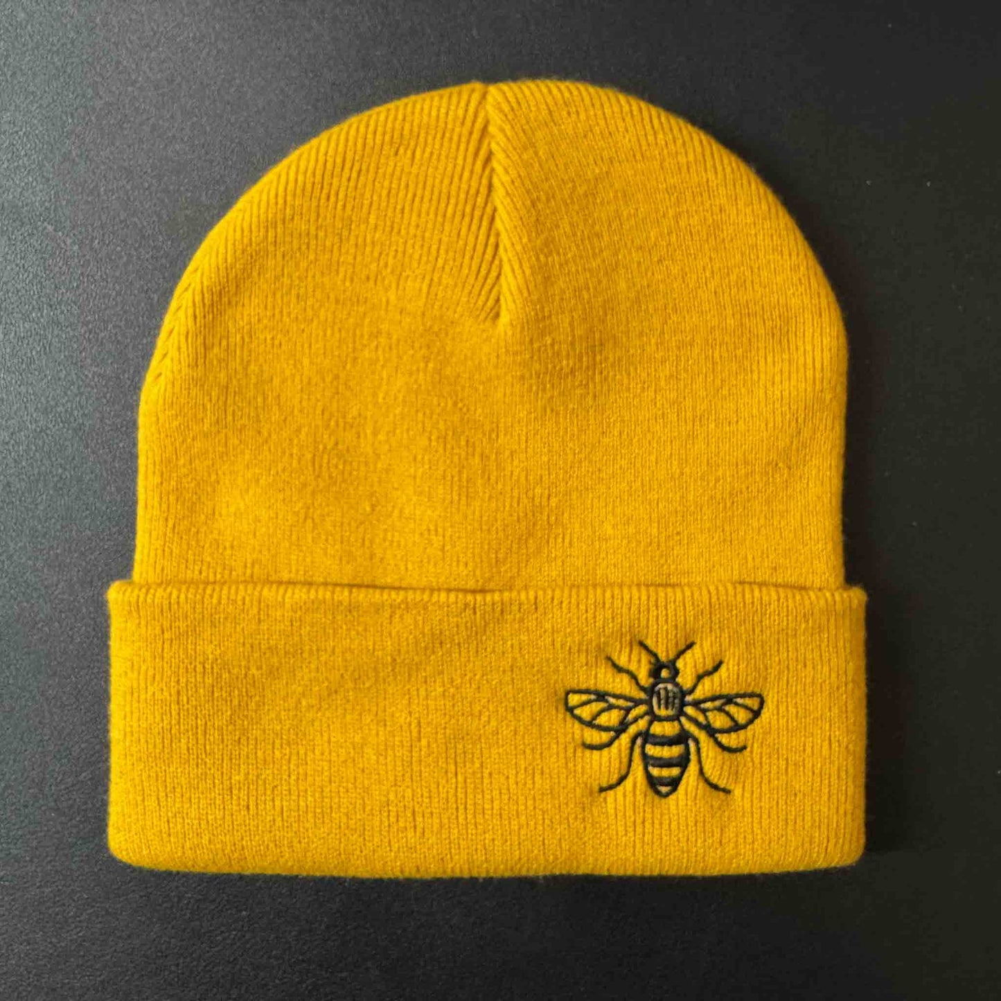 Manchester bee Beanie Hat Mustard