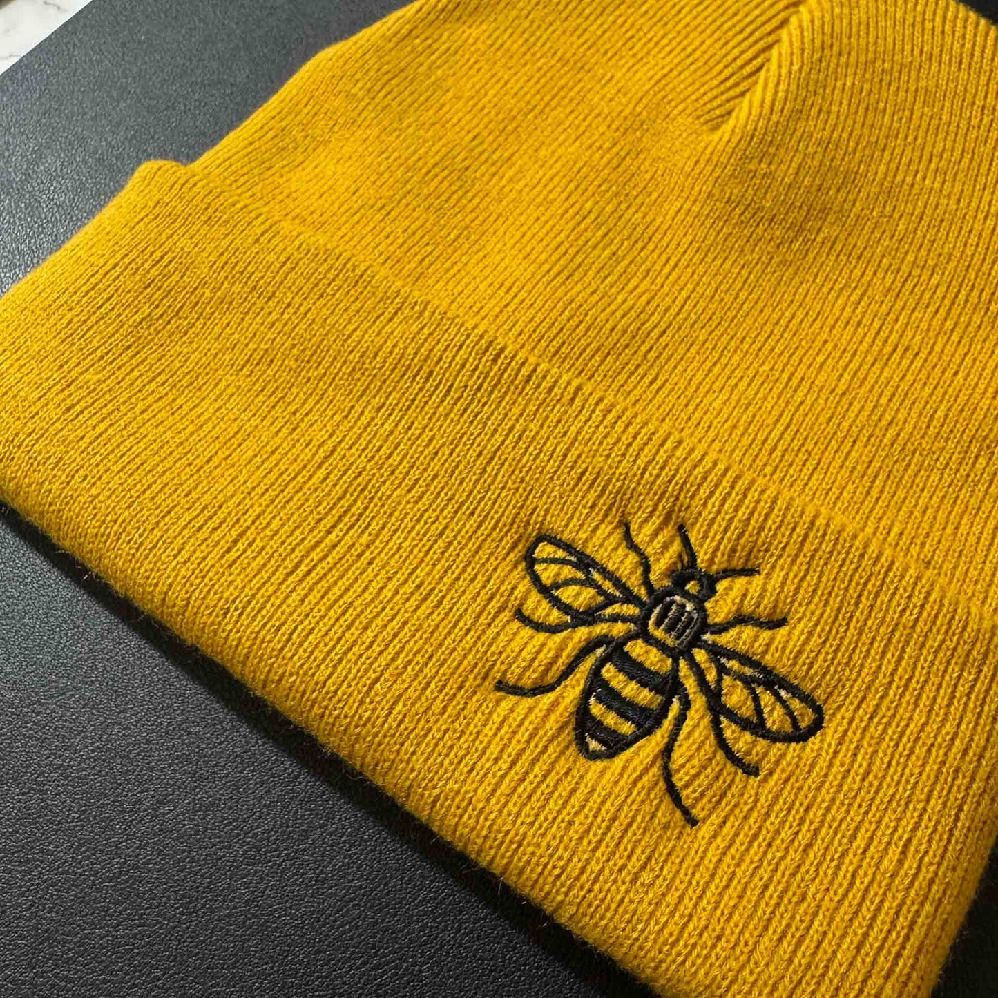 Manchester bee Beanie Hat Mustard