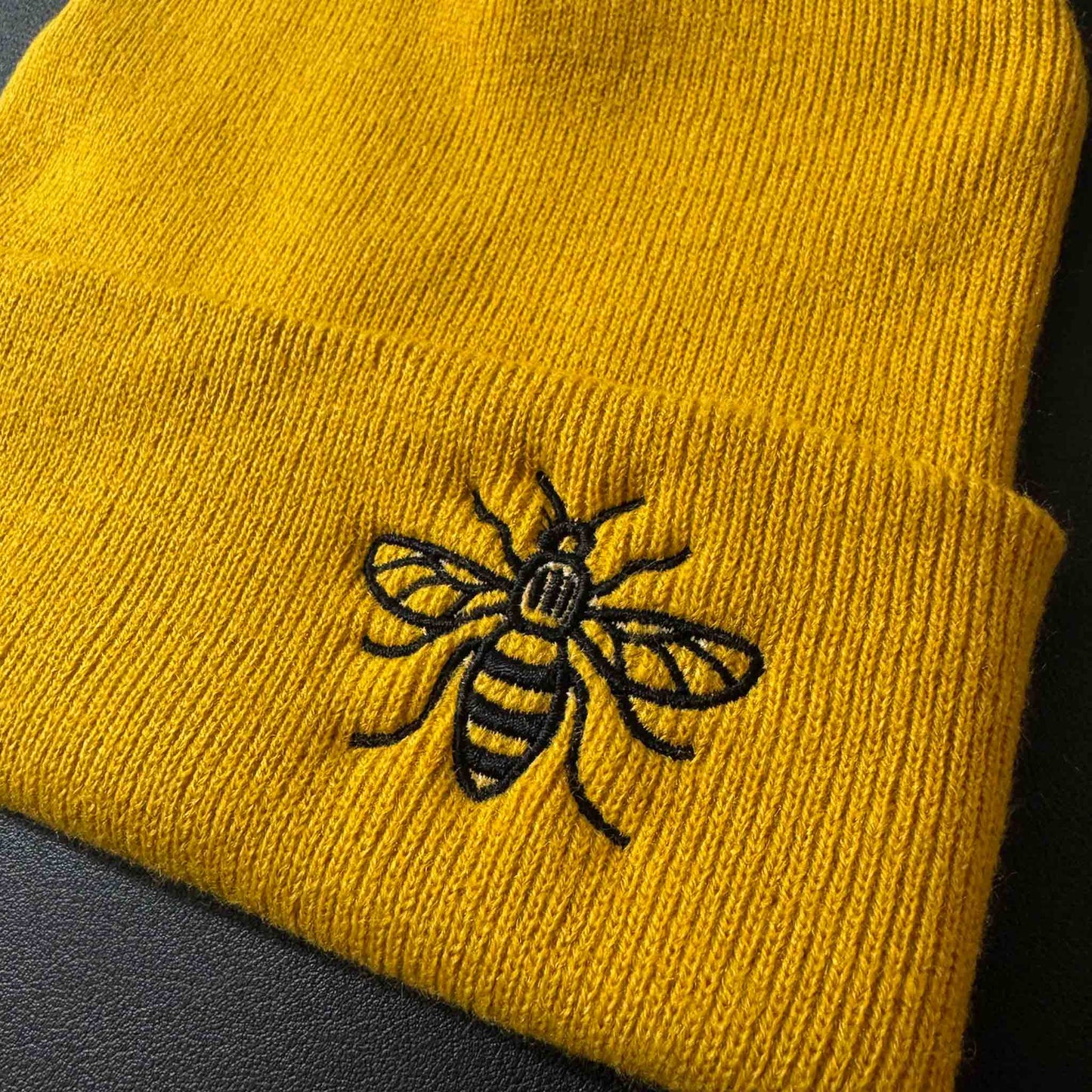 Manchester bee Beanie Hat Mustard